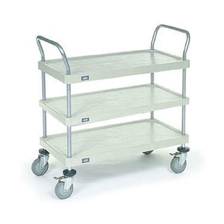 NEXEL Shelf Cart Solid Plastic 3 Shelves Polyurethane Casters - 24 x 48 in. 2448P3SP